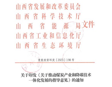 山西:《關于推動煤炭產(chǎn)業(yè)和降碳技術一體化發(fā)展的指導意見》